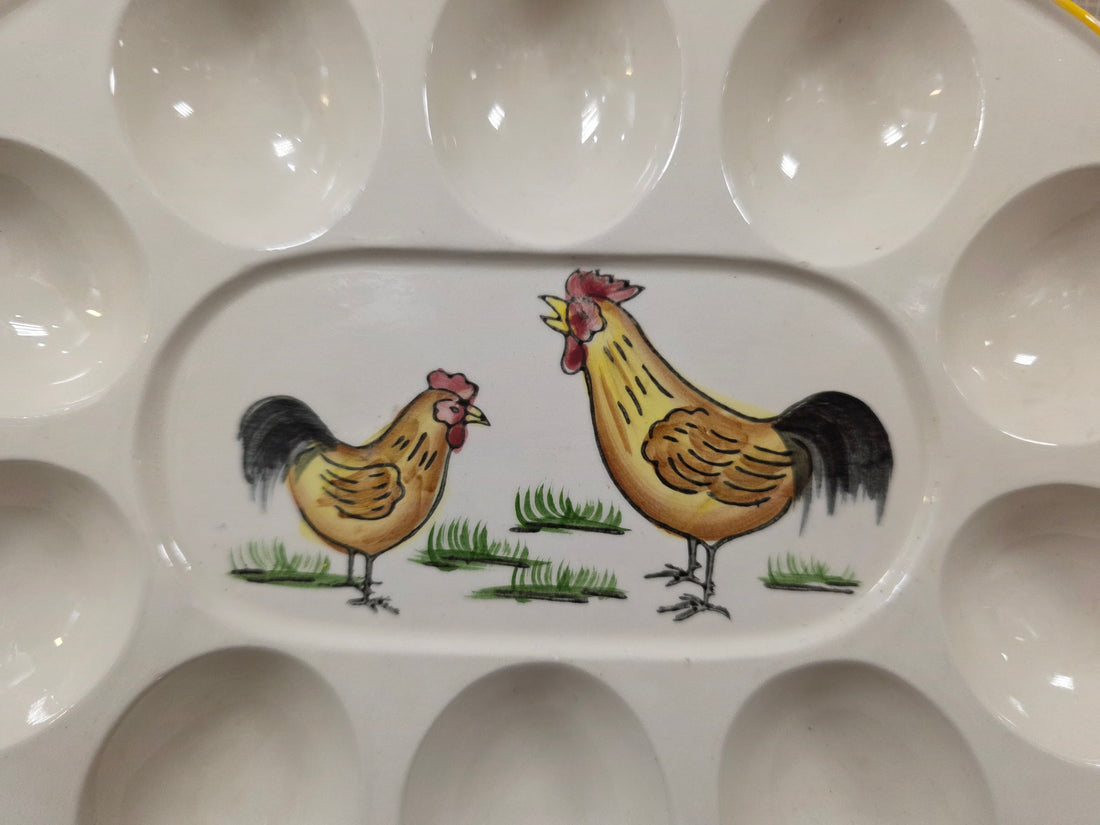 Bord voor gevulde eieren kippenprint 22,5 x 16,5 cm