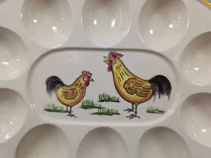 Bord voor gevulde eieren kippenprint 22,5 x 16,5 cm