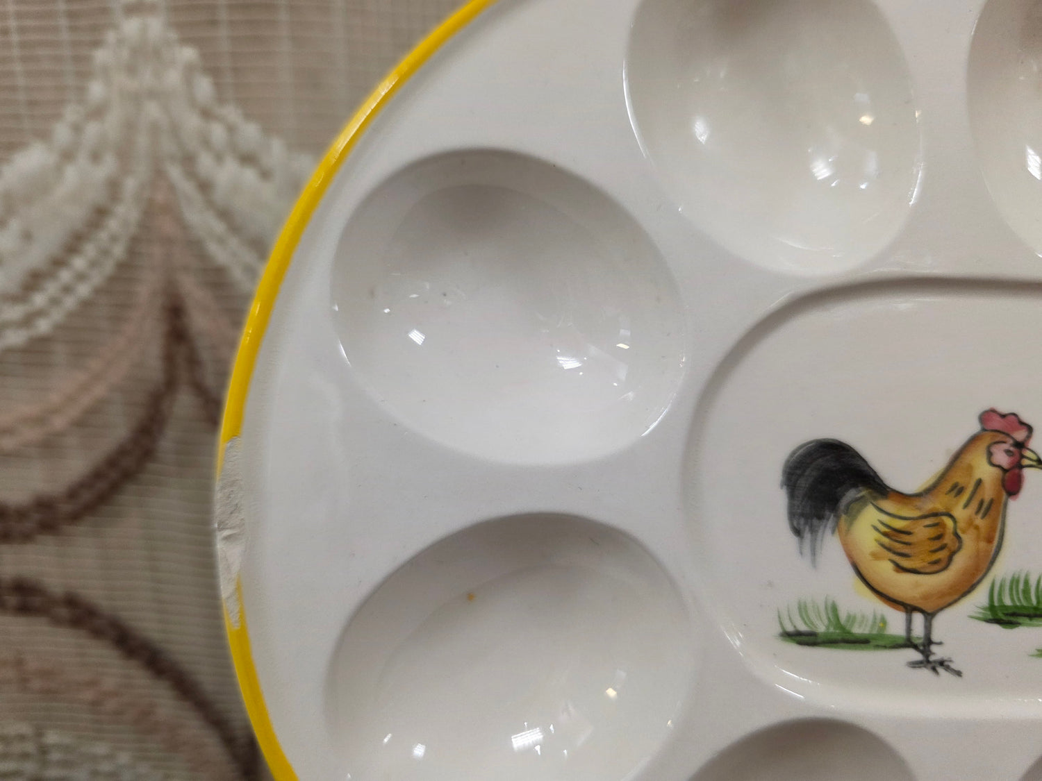 Bord voor gevulde eieren kippenprint 22,5 x 16,5 cm