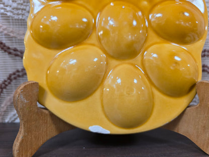 Geel bord voor gevulde eieren haan 23,5 x 15,5 cm