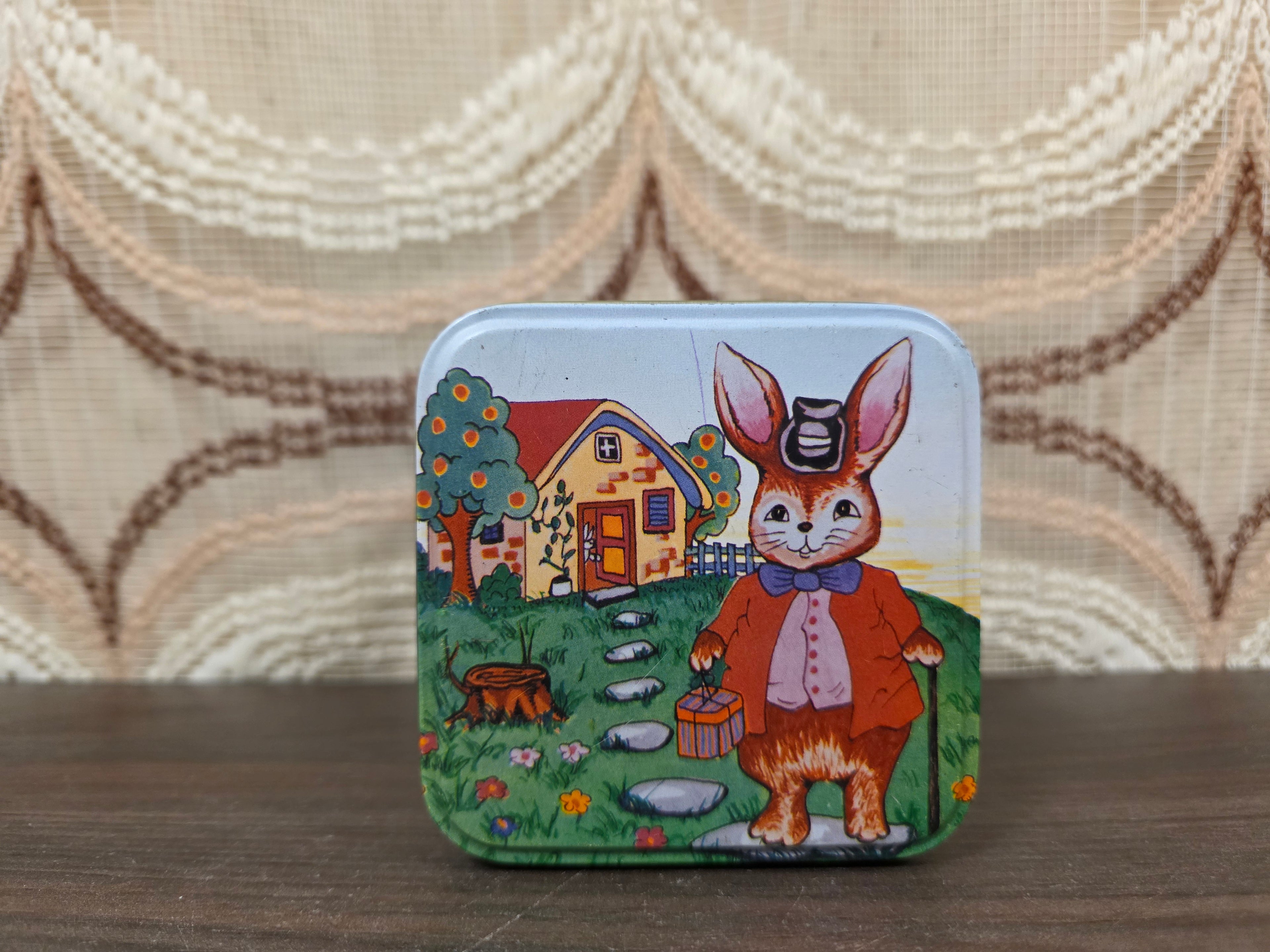 Paasblik met paashaasjes 12 x 8,5 x 8,5 cm