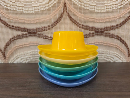 Vintage eierdoppen set van 5 kleurrijk kunststof
