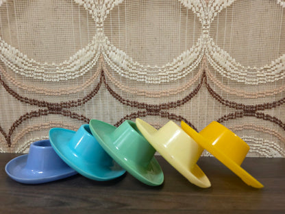 Vintage eierdoppen set van 5 kleurrijk kunststof