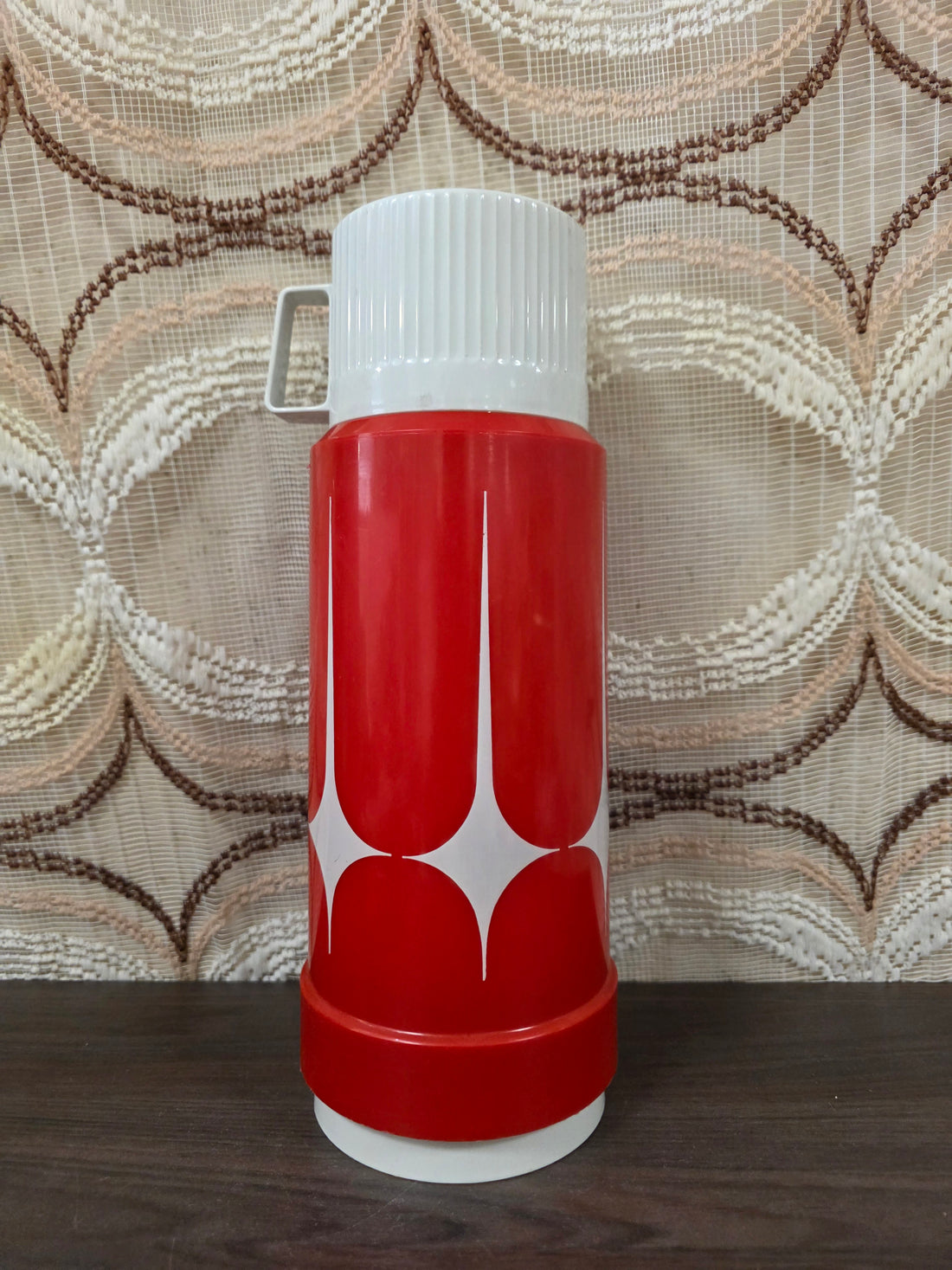 Vintage Zimmermann thermoskan rood wit jaren 70