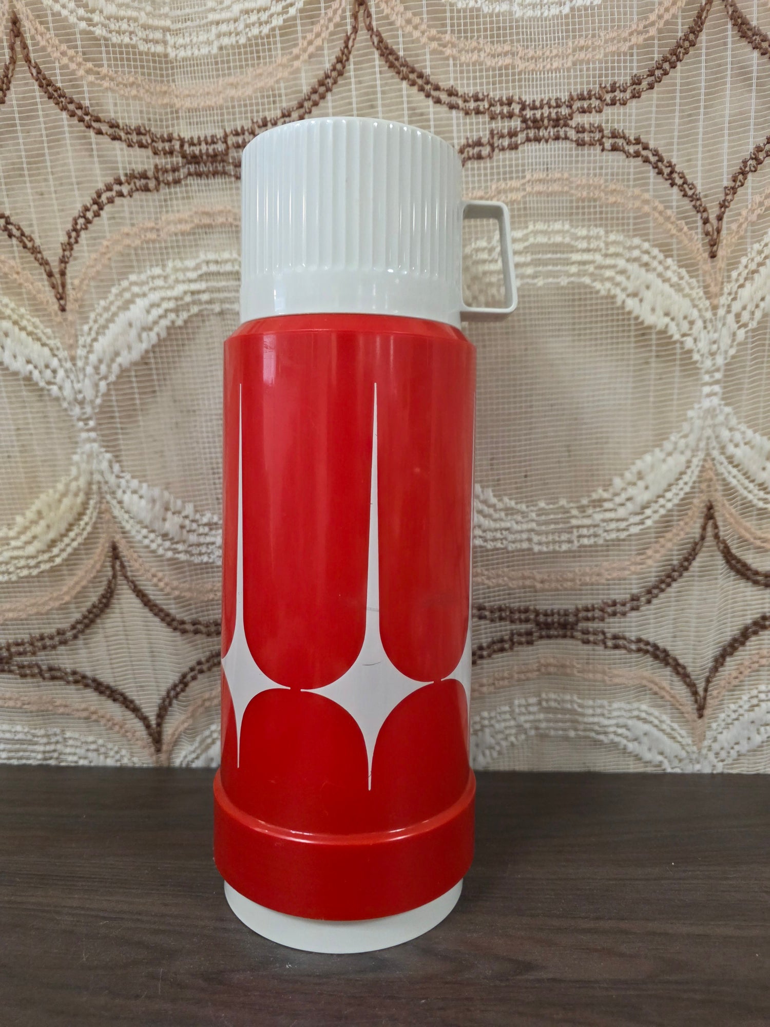 Vintage Zimmermann thermoskan rood wit jaren 70