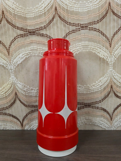 Vintage Zimmermann thermoskan rood wit jaren 70