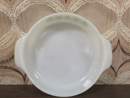 Vintage ovenschaal Anchor Hocking rond groen bloemenmotief 26,5