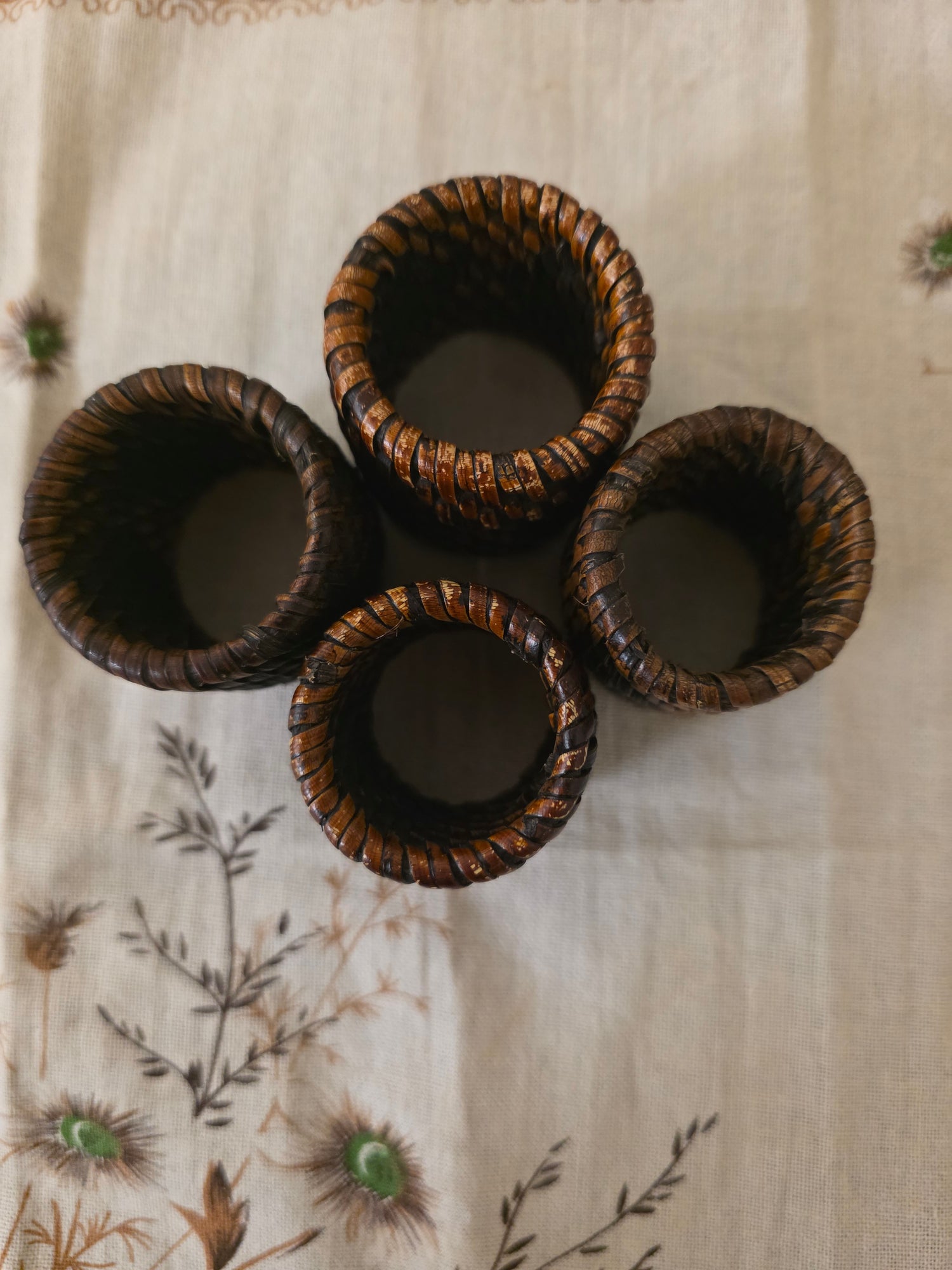 Birma rieten servetringen set van 4