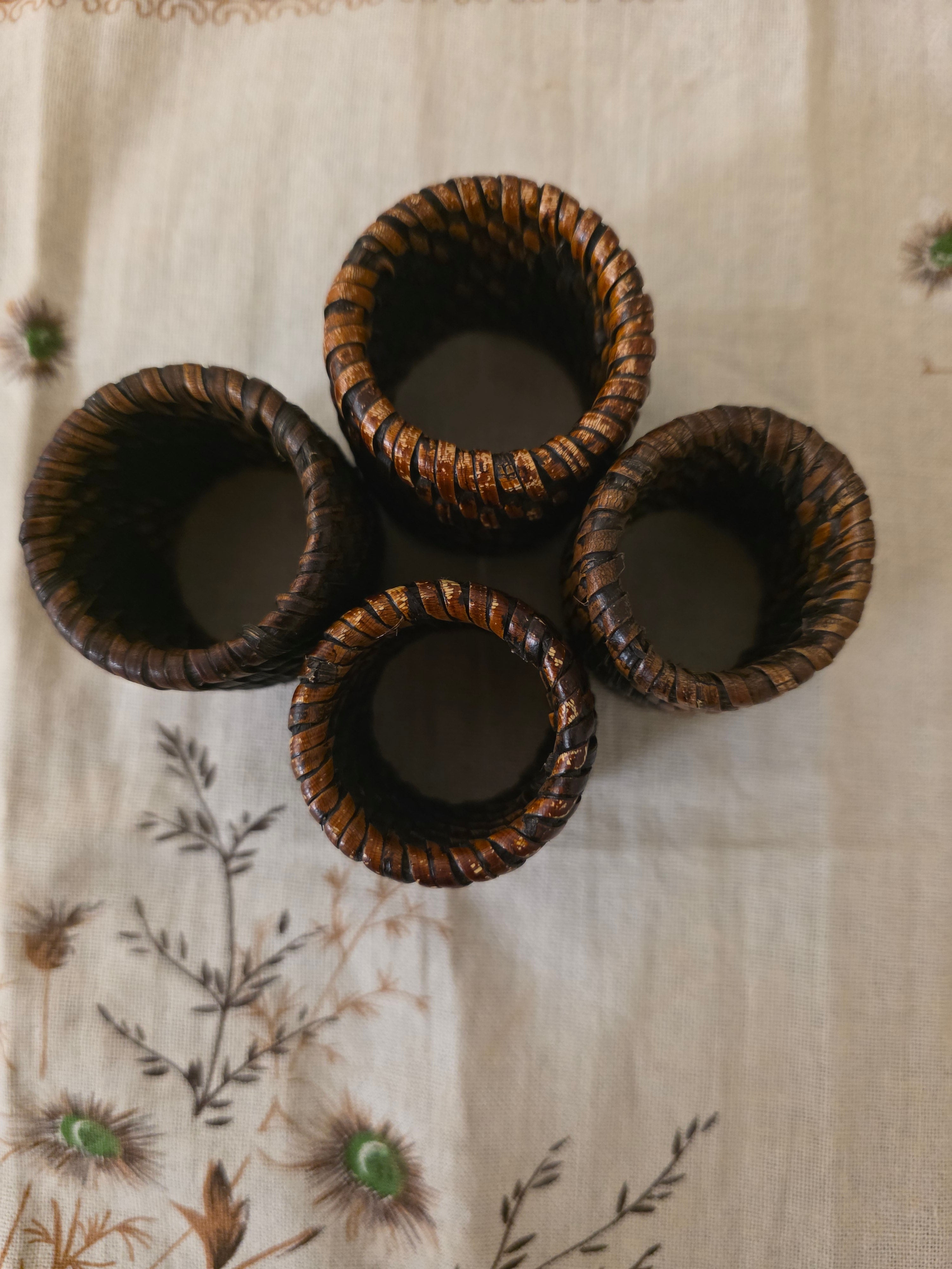 Birma rieten servetringen set van 4