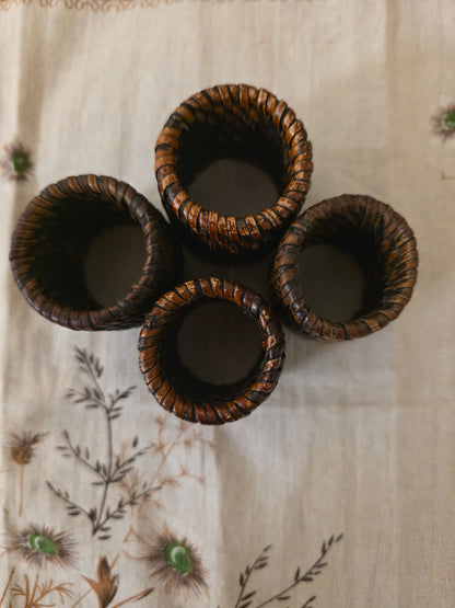 Birma rieten servetringen set van 4