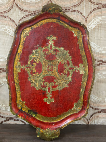 Florentijns dienblad rood goud 57,5 x 38 cm