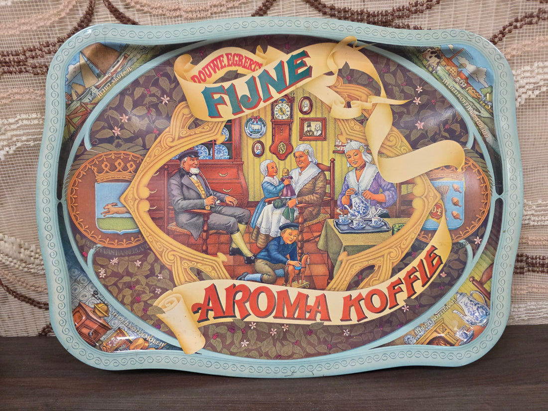 Douwe Egberts metalen dienblad – vintage koffieblad