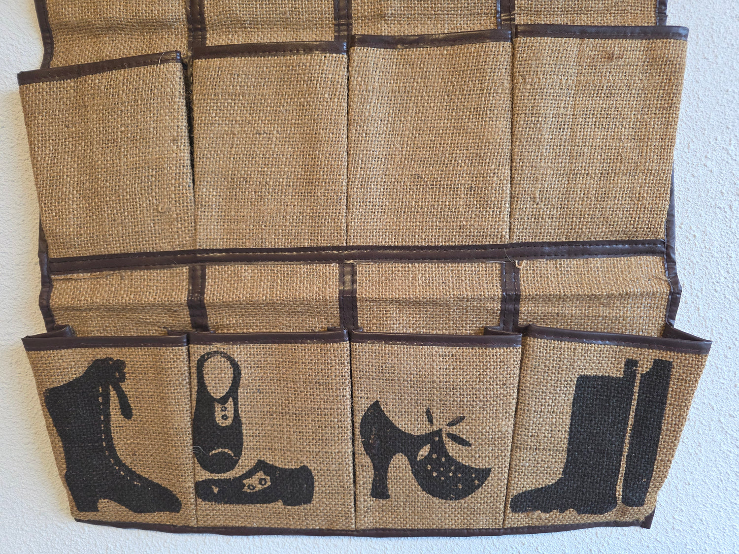 Jute hangende opberger met vakken 67 x 43,5 cm