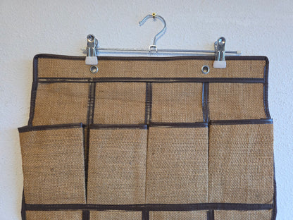 Jute hangende opberger met vakken 67 x 43,5 cm