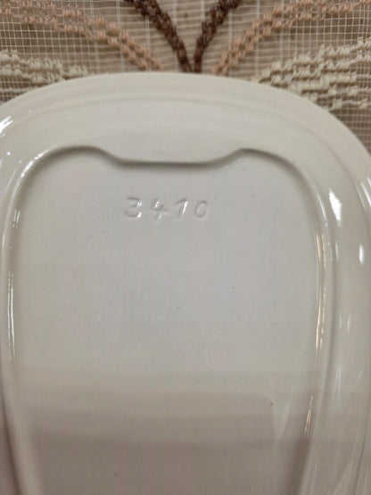 Vintage serveerschaal driehoekig roze rand Petrus Regout stijl