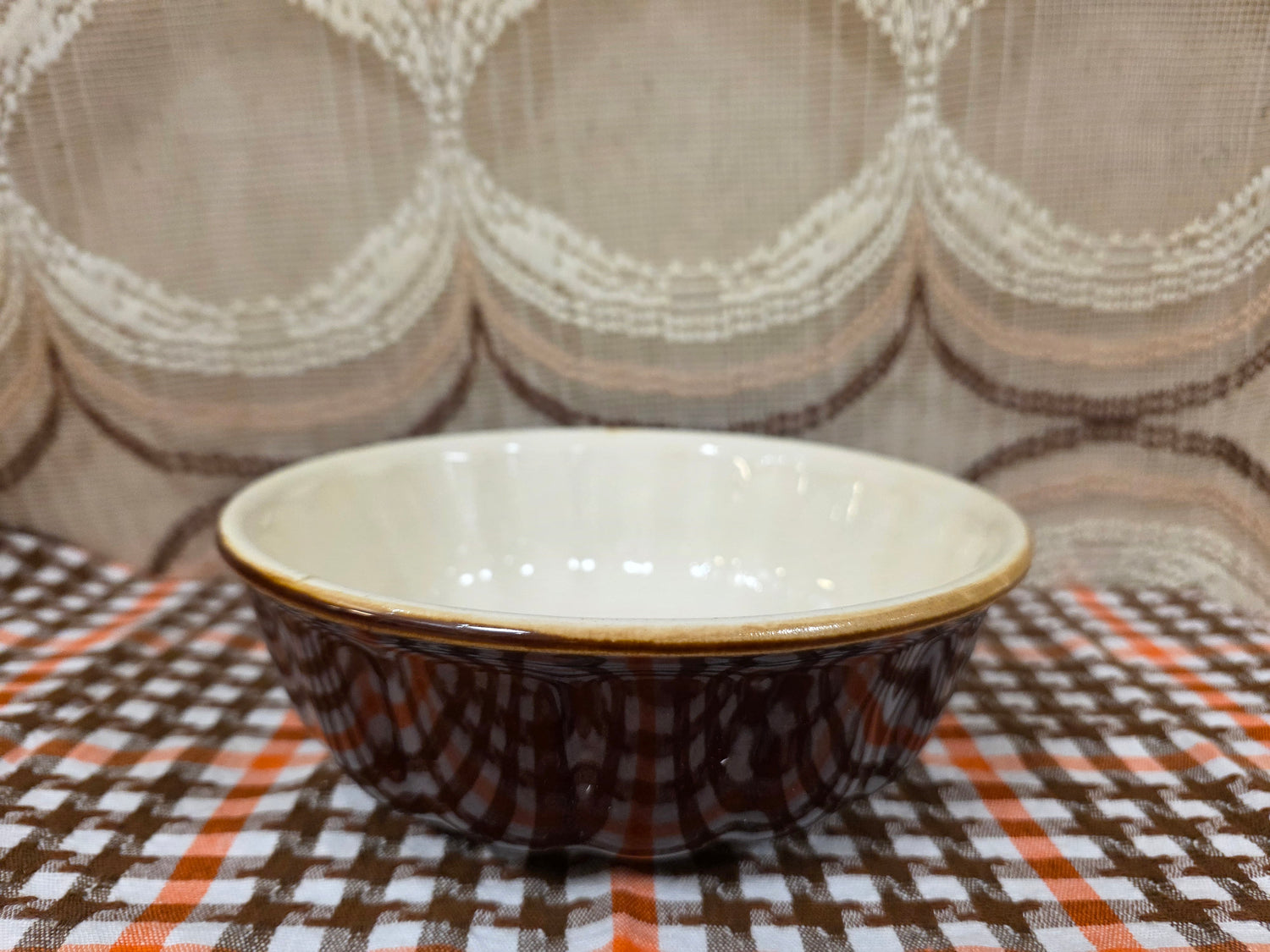 Vintage puddingvorm keramiek bruin stervorm
