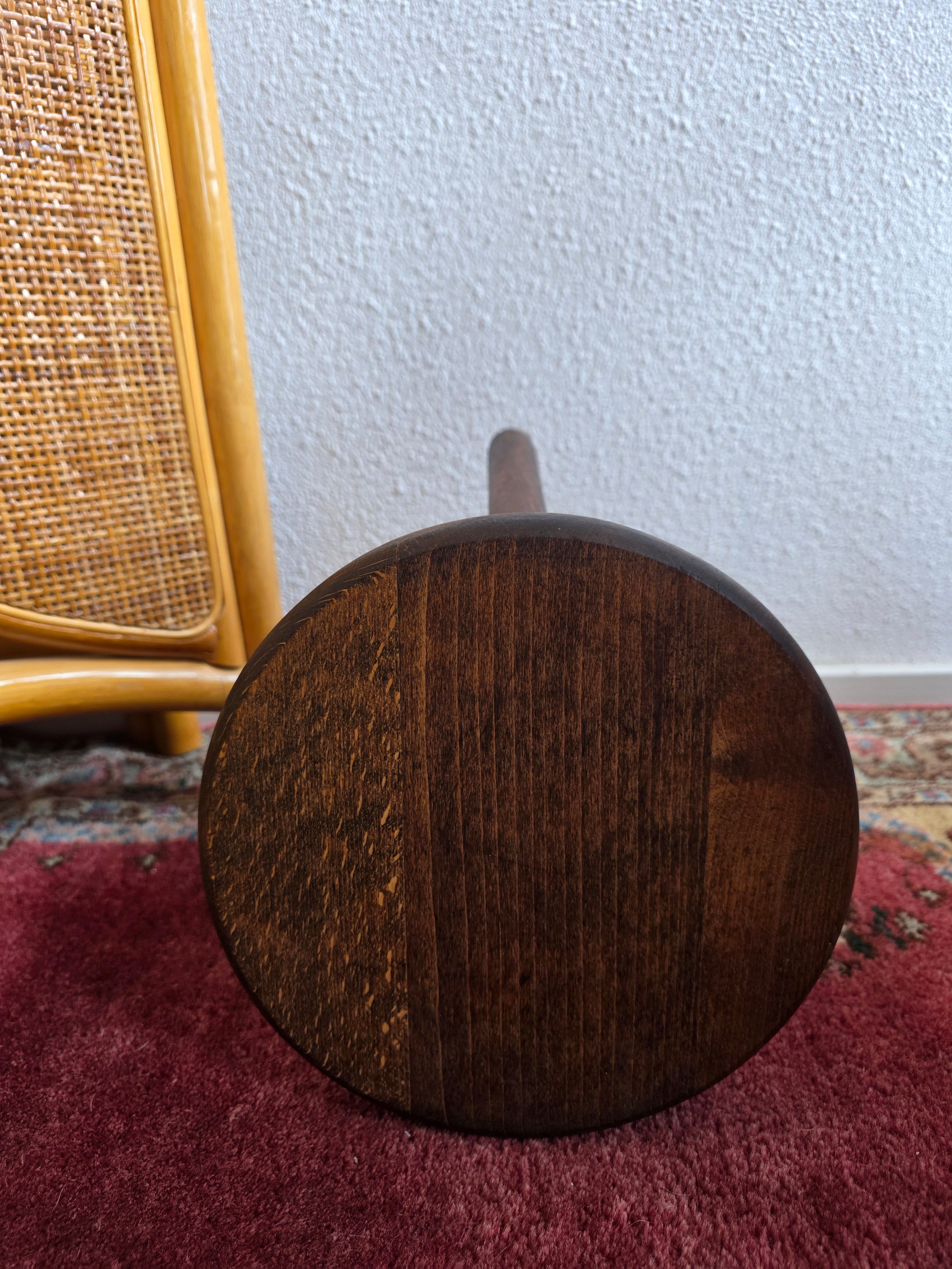 Vintage houten plantenkrukje driepoot krukje 26 cm