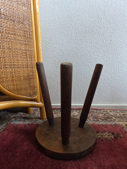 Vintage houten plantenkrukje driepoot krukje 26 cm