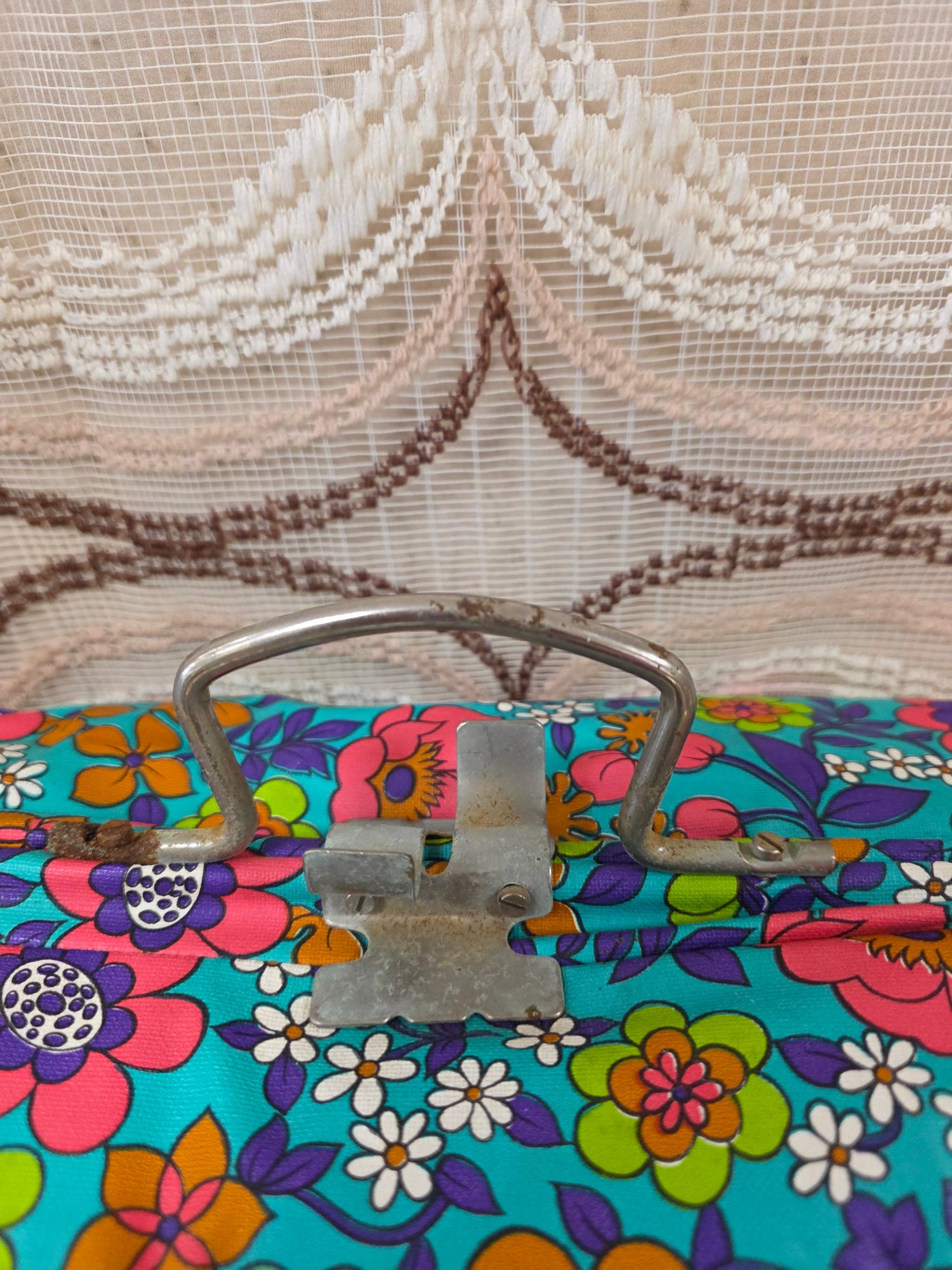 Vintage theebeurs met knip bloemen jaren 70