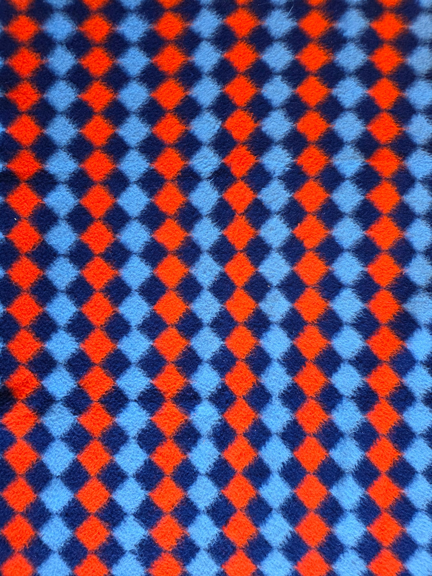 Vintage Dralon babydeken ledikant oranje blauw