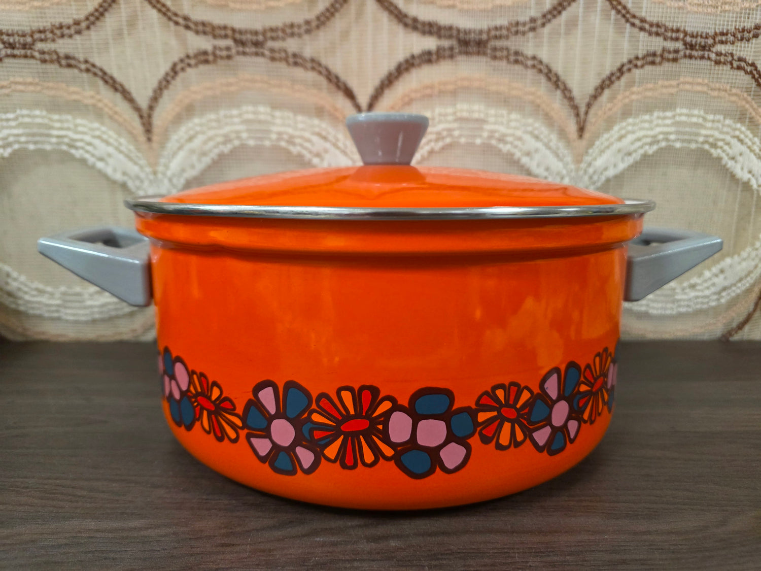 Brabantia Diane pan oranje bloemen met deksel 26 cm