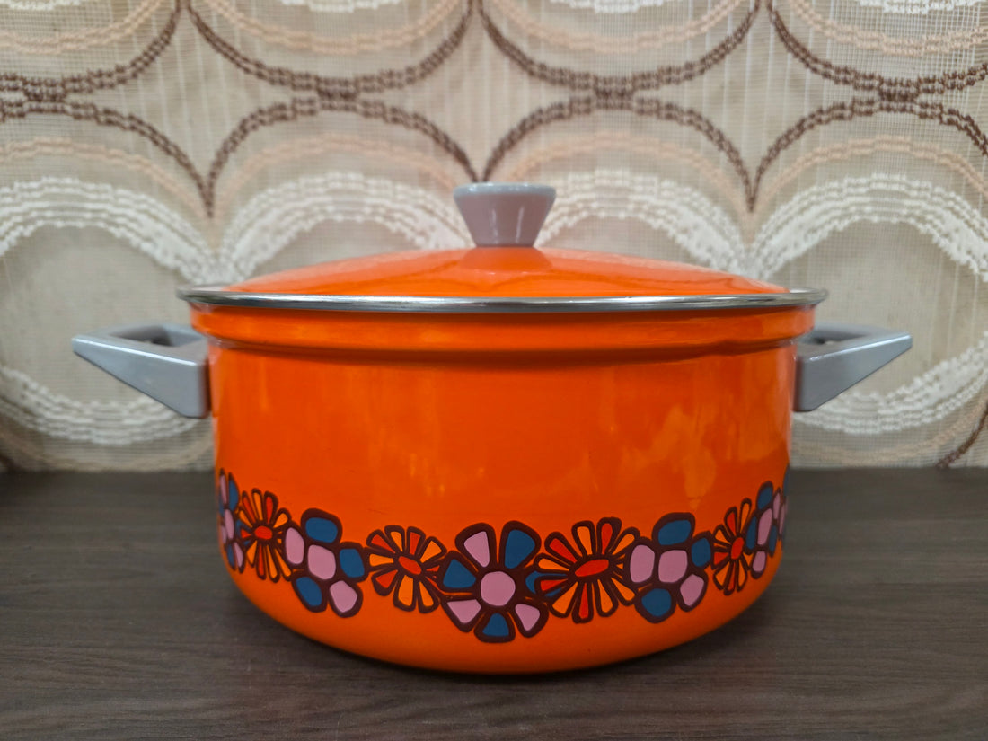 Brabantia Diane pan oranje bloemen met deksel 26 cm