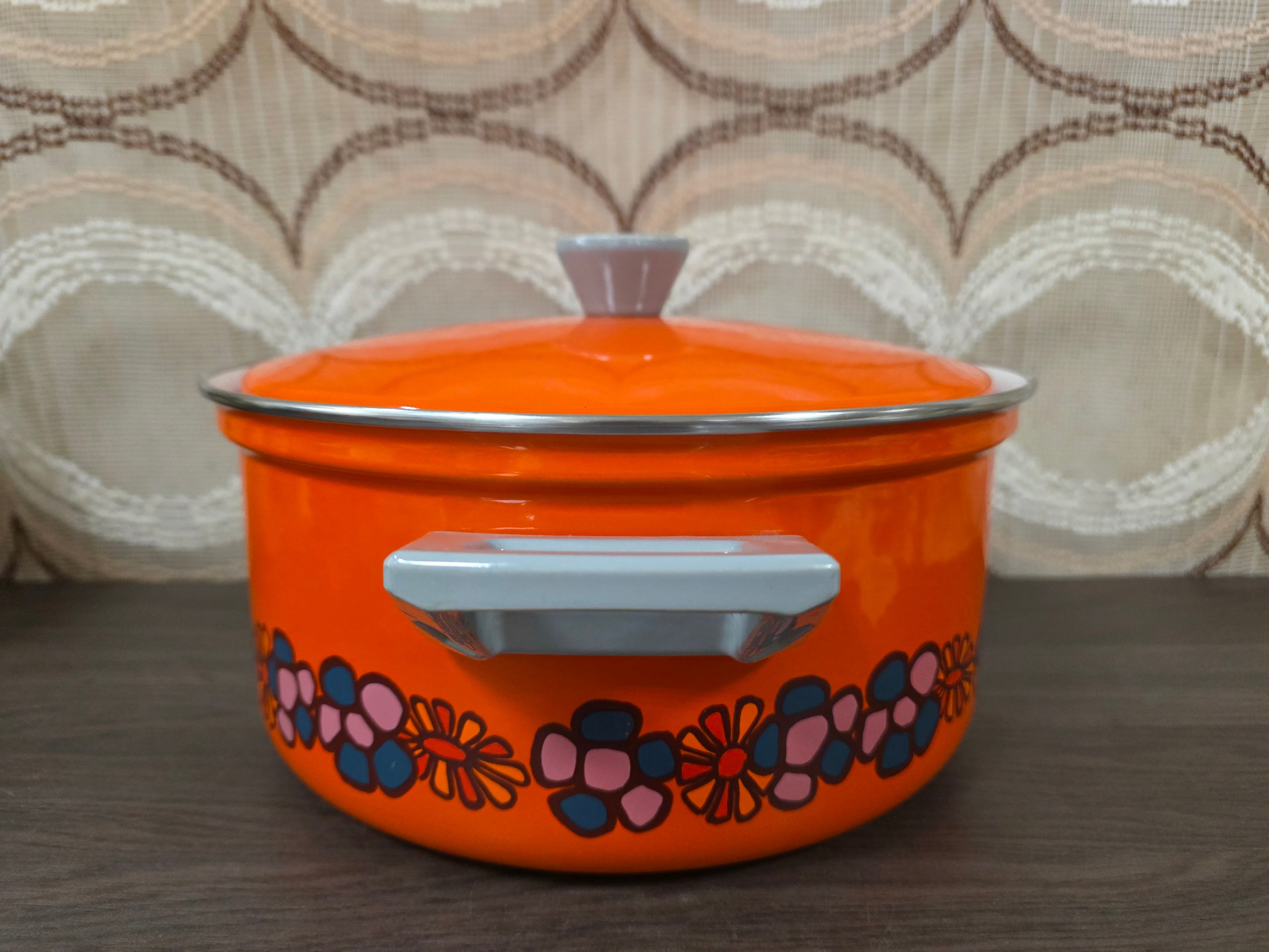 Brabantia Diane pan oranje bloemen met deksel 26 cm