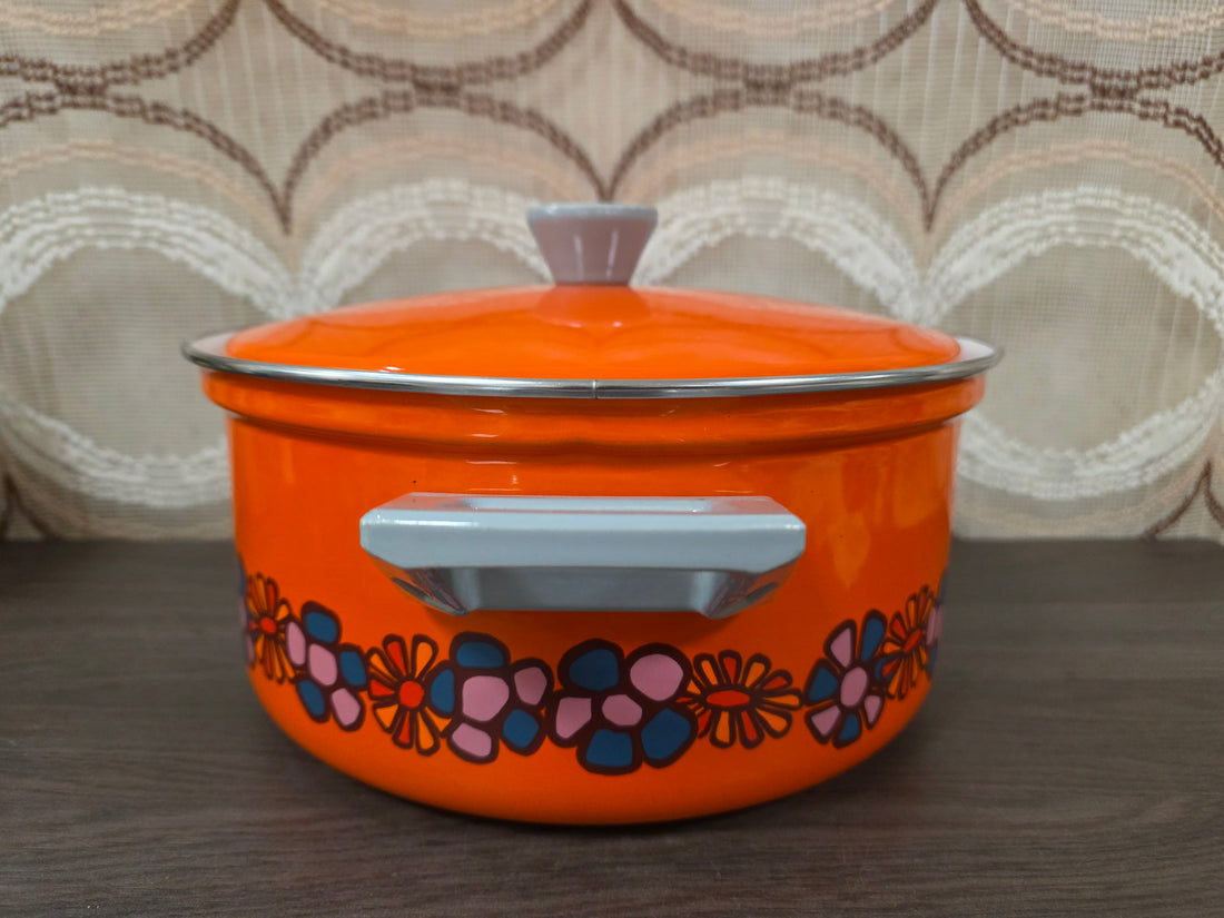 Brabantia Diane pan oranje bloemen met deksel 26 cm