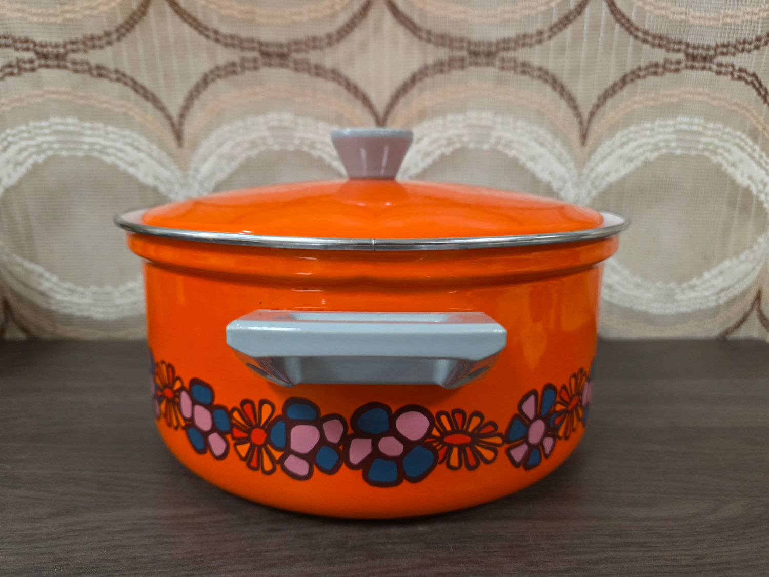 Brabantia Diane pan oranje bloemen met deksel 26 cm