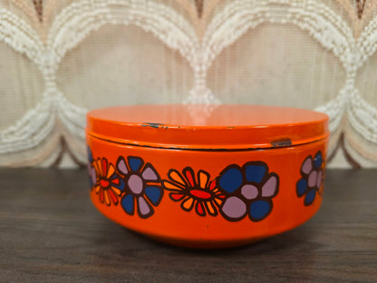 Brabantia Diane trommel oranje bloemen jaren 70