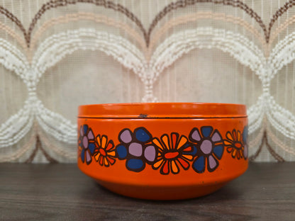 Brabantia Diane trommel oranje bloemen jaren 70