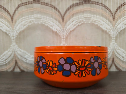 Brabantia Diane trommel oranje bloemen jaren 70