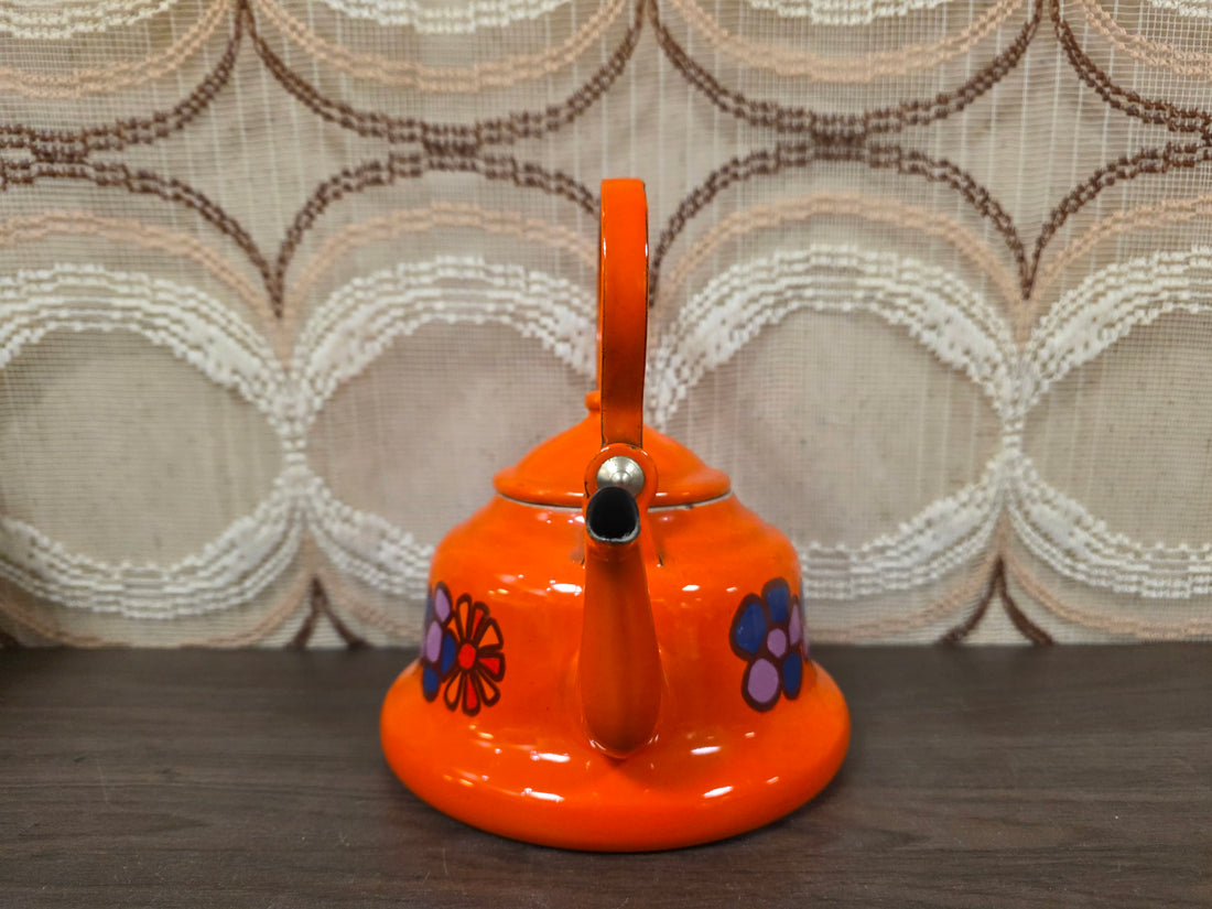 Brabantia Diane waterketel oranje bloemen jaren 70