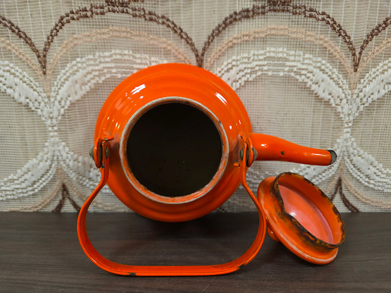 Brabantia Diane waterketel oranje bloemen jaren 70