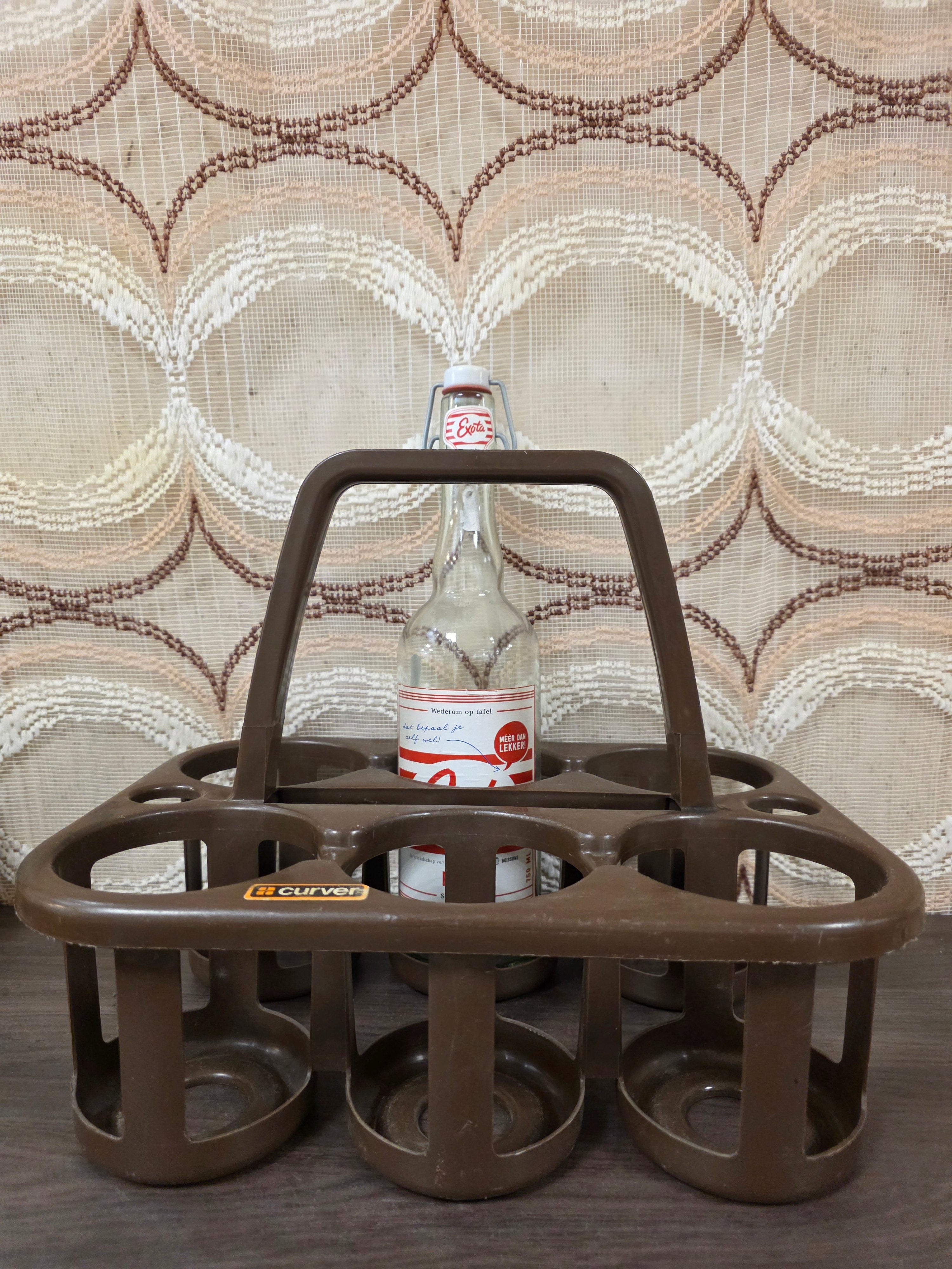 Curver bruin flessenrek kunststof met handvat