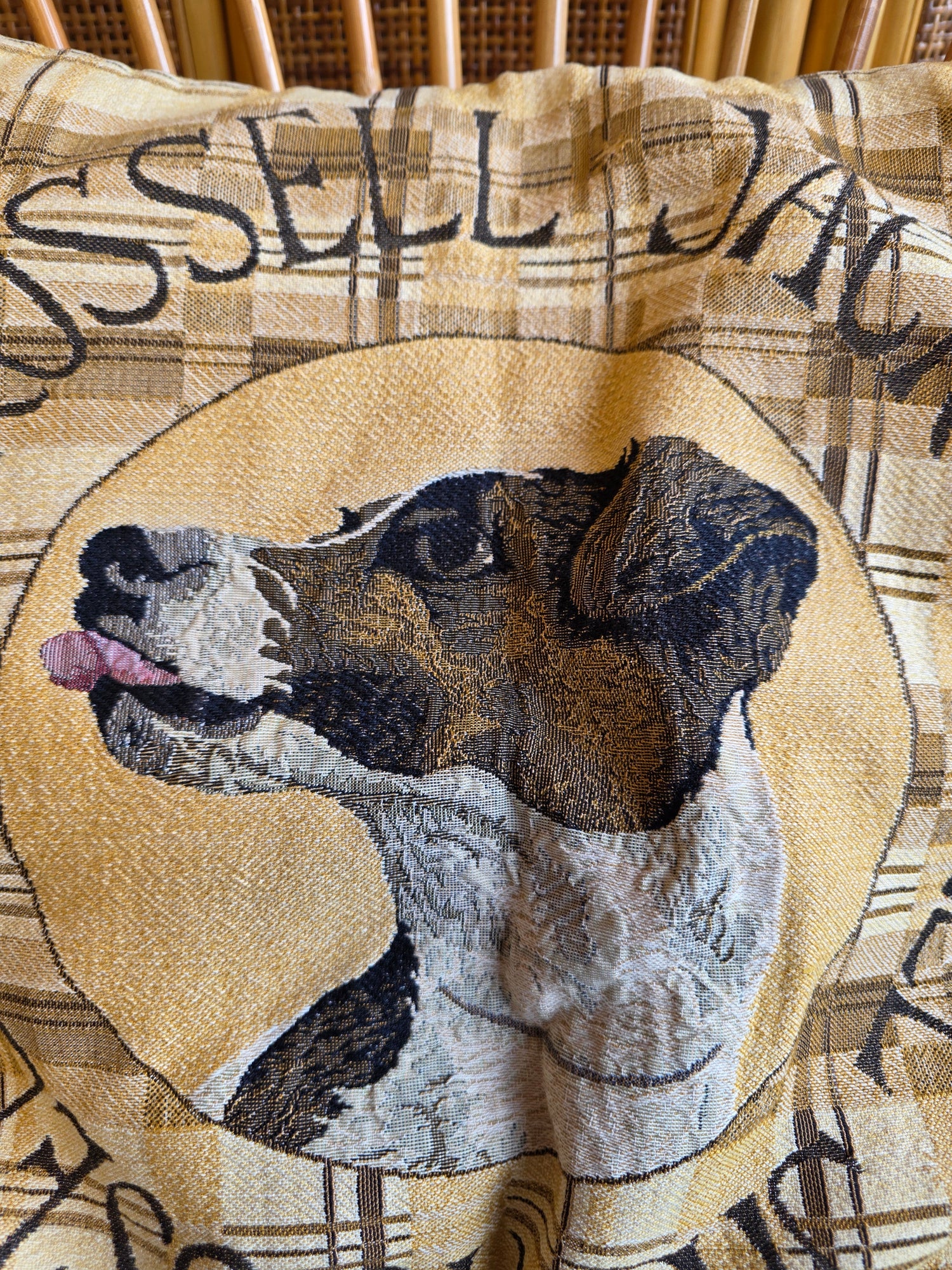 Gobelin kussenhoes Jack Russell hond vintage
