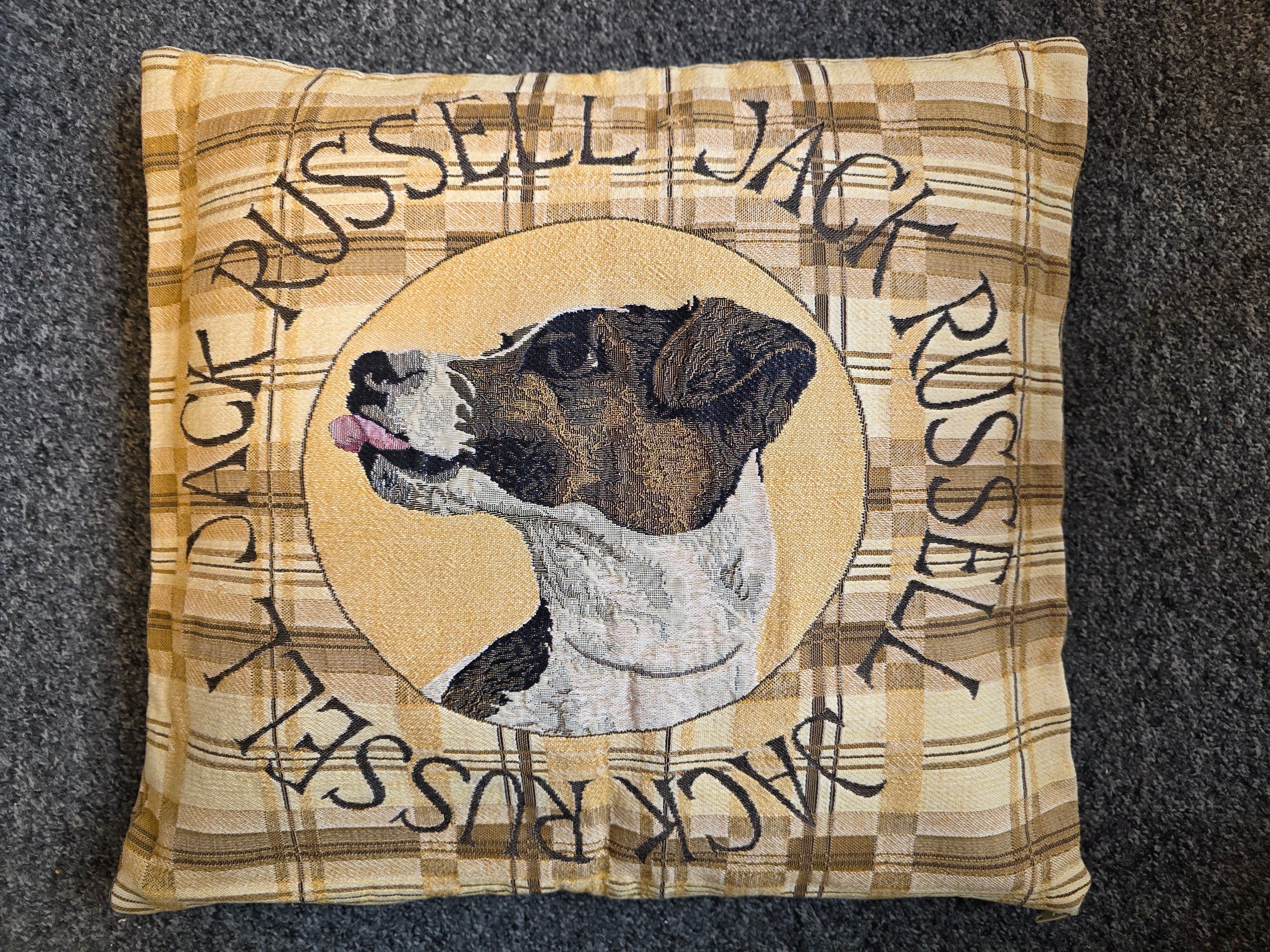 Gobelin kussenhoes Jack Russell hond vintage