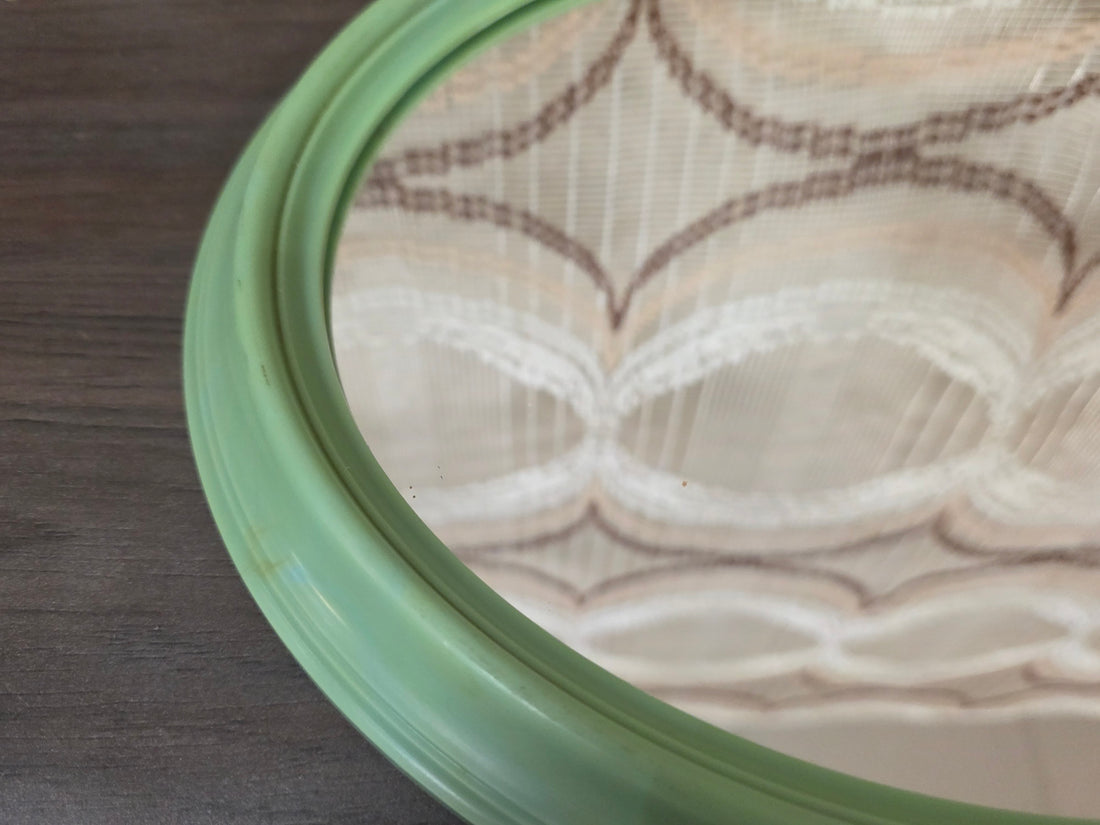 Ovale spiegel mintgroen kunststof lijst