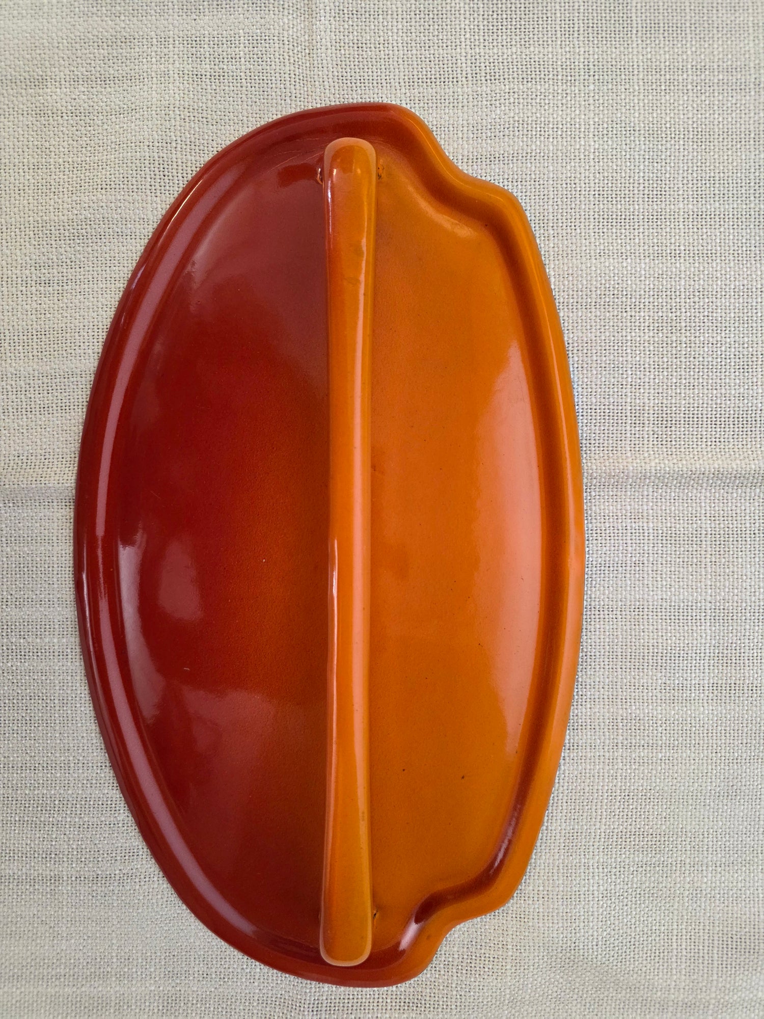 Emaille lepelrek rood oranje vintage