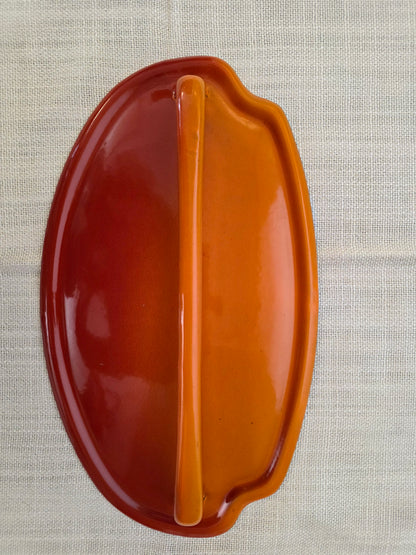 Emaille lepelrek rood oranje vintage
