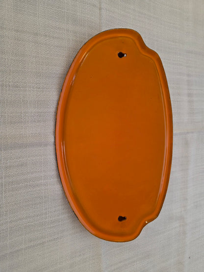 Emaille lepelrek rood oranje vintage