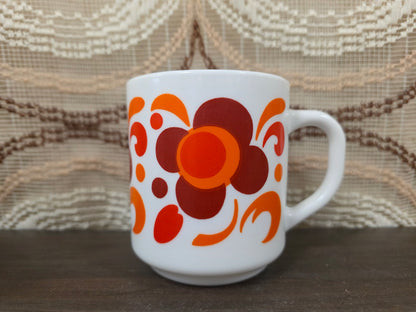 Arcopal beker oranje rode bloemen Knorr