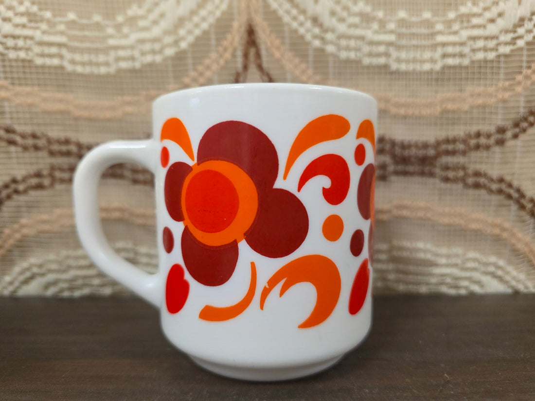 Arcopal beker oranje rode bloemen Knorr