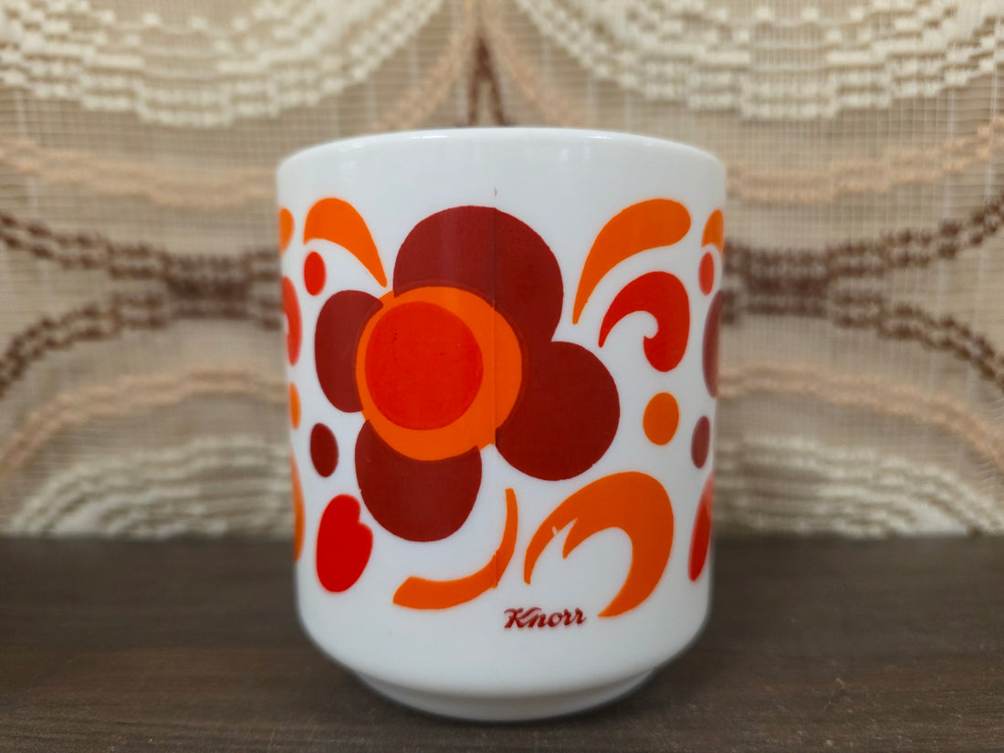 Arcopal beker oranje rode bloemen Knorr