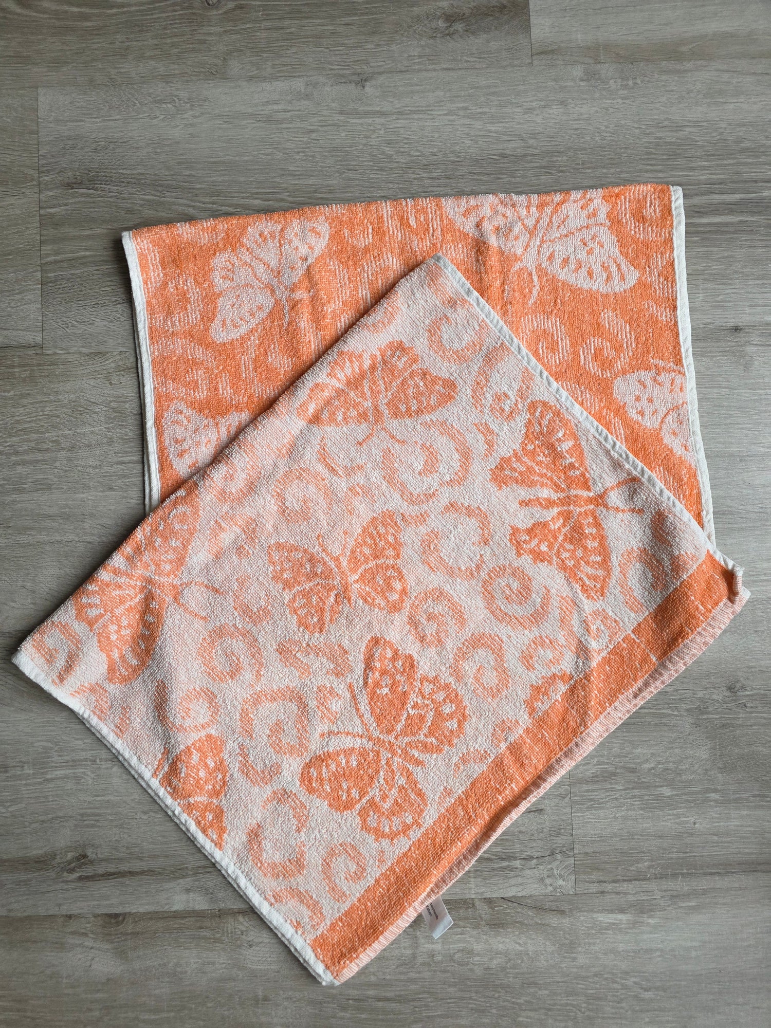Vintage handdoeken met vlinders – set van 2