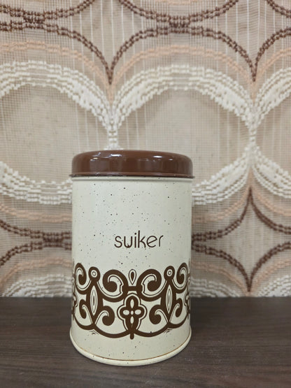 Vintage suiker bus bruin crème met deksel