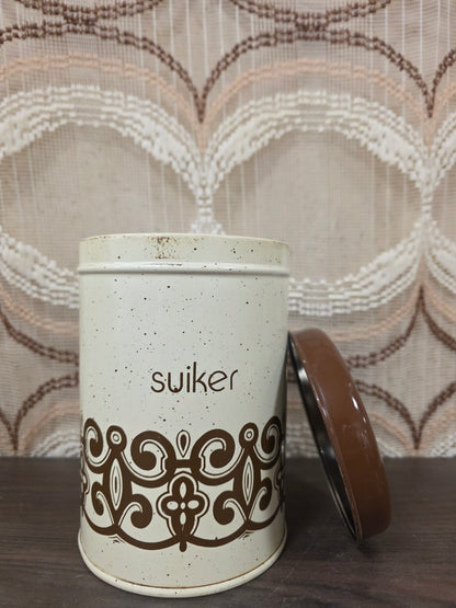Vintage suiker bus bruin crème met deksel