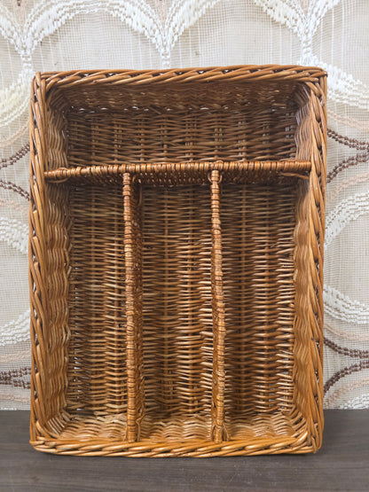 Rotan bestekbak met 4 vakken vintage
