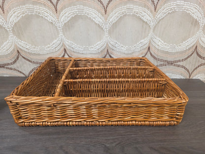 Rotan bestekbak met 4 vakken vintage
