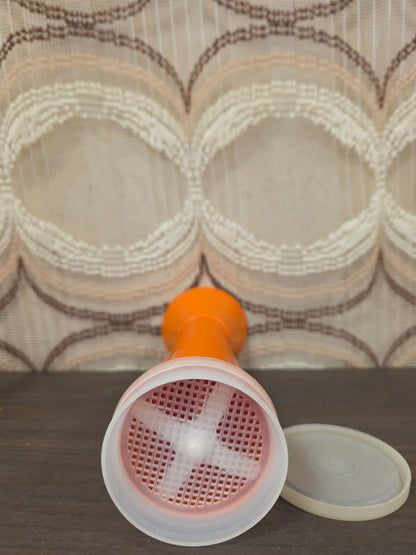 Tupperware poedersuikerstrooier oranje vintage